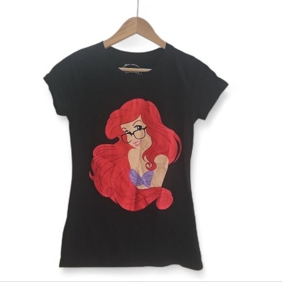 Disney Ariel The Little Mermaid Graphic Tee XL Black Princess Cute Kawaii Y2K - Picture 1 of 9